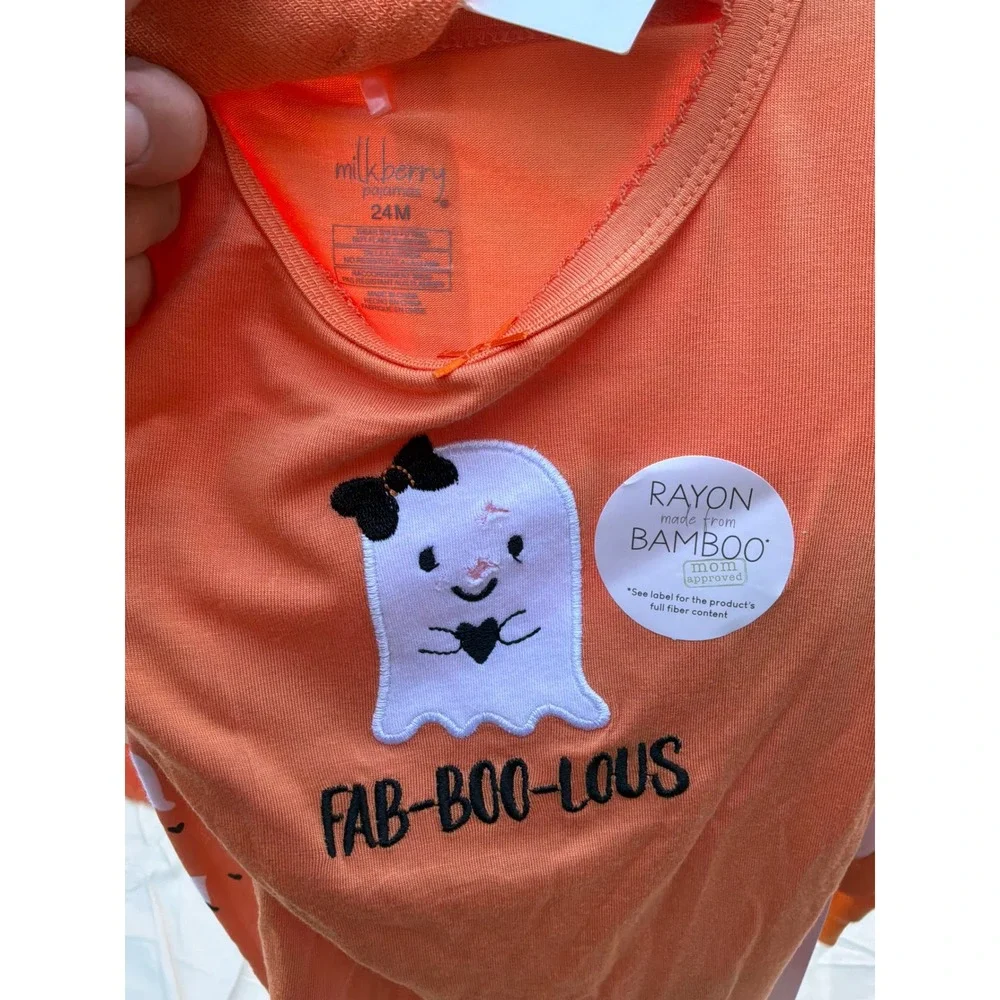 Halloween Toddler Milkberry Ghost Pajama Set 24M Orange